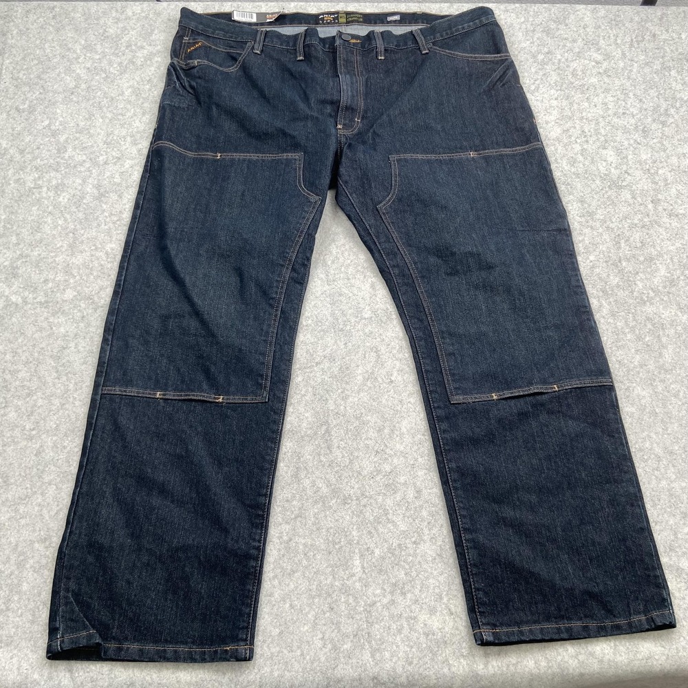 Ariat Rebar M5 Straight Jeans Mens 50x32 (49x31) Blue Dark DuraStretch Denim